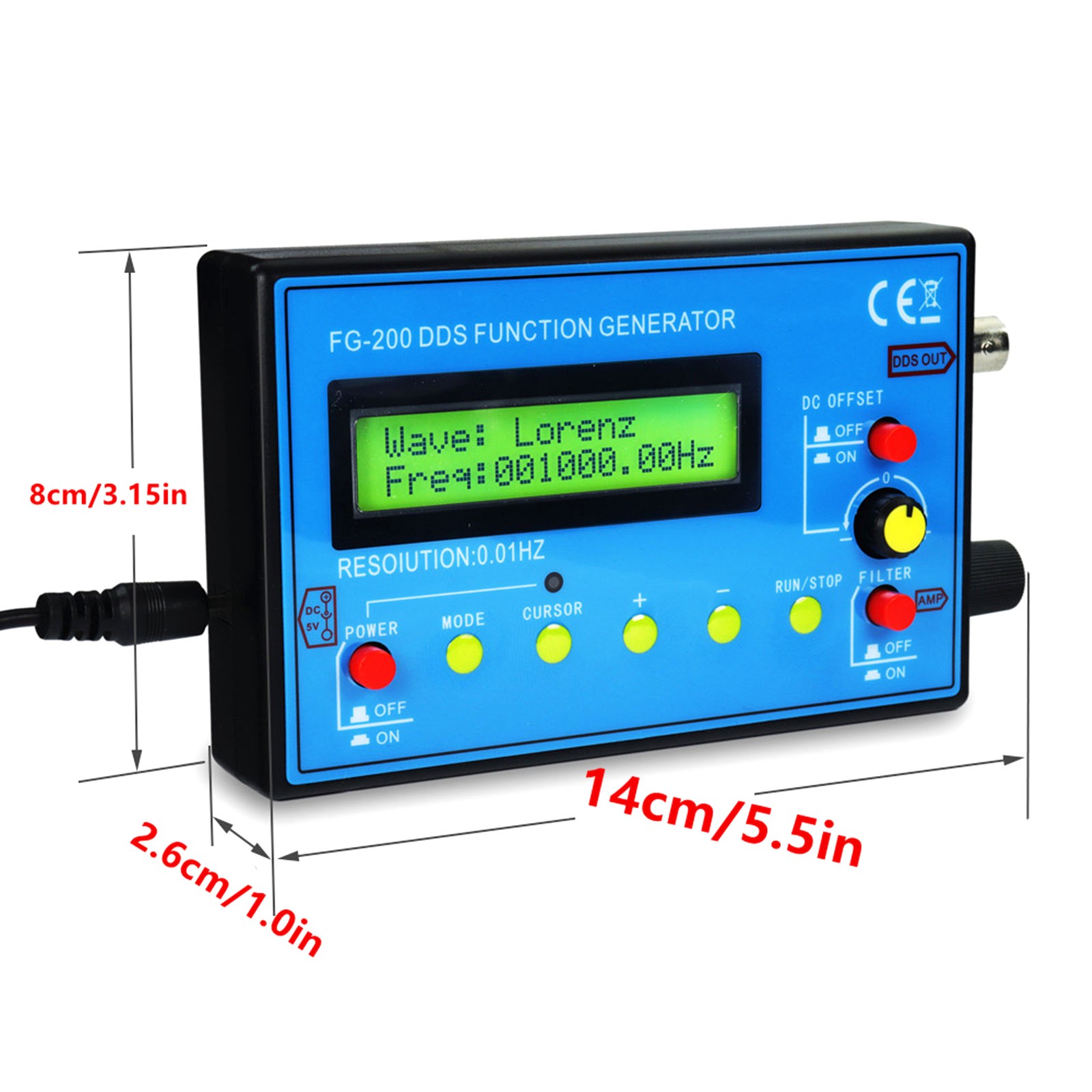 Multi Waveform Signal Generator DDS 15 Patterns 0.01Hz-500kHz with USB Cable