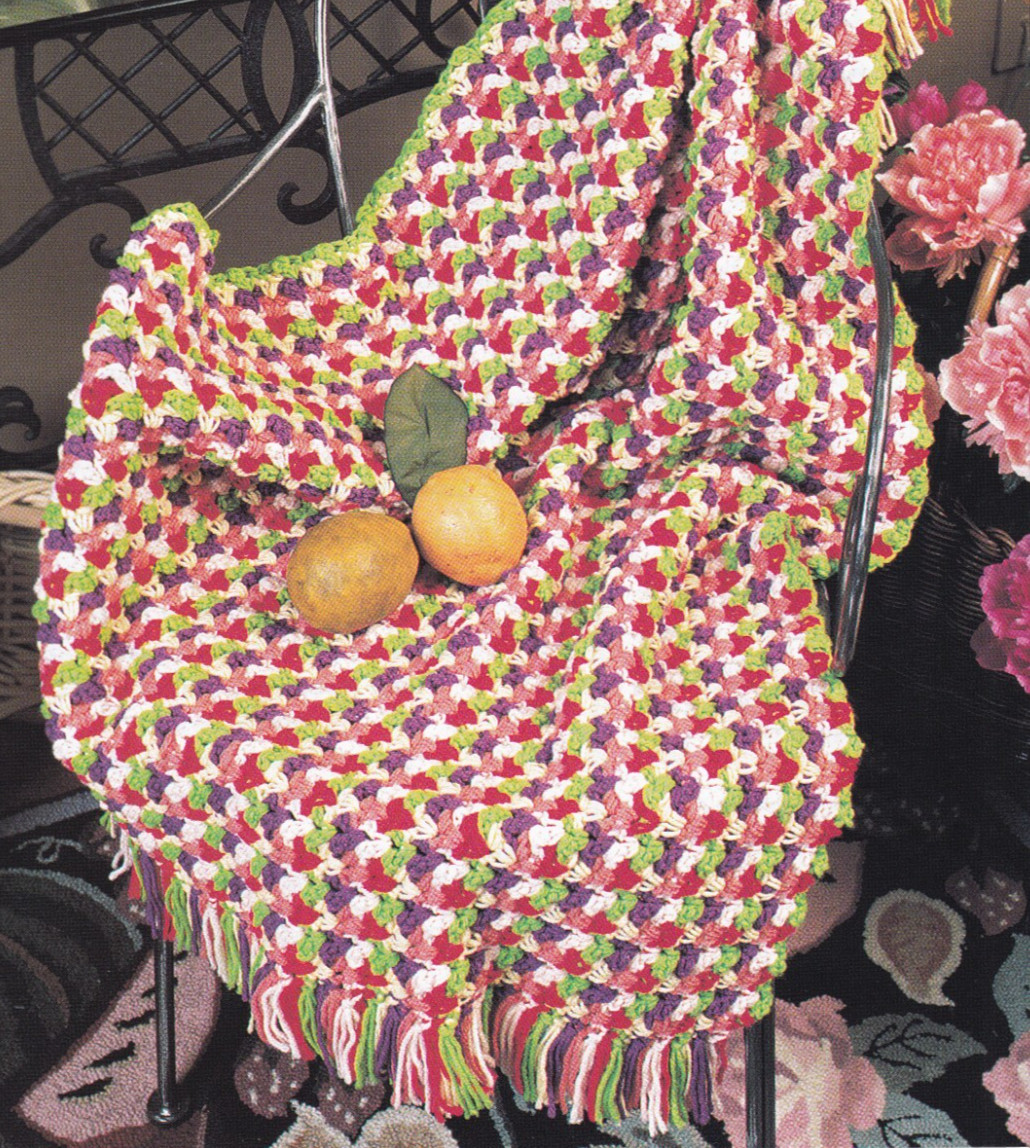 Crochet Afghan Pattern FRUIT SALAD AFGHAN Instructions Leaflet Annie's