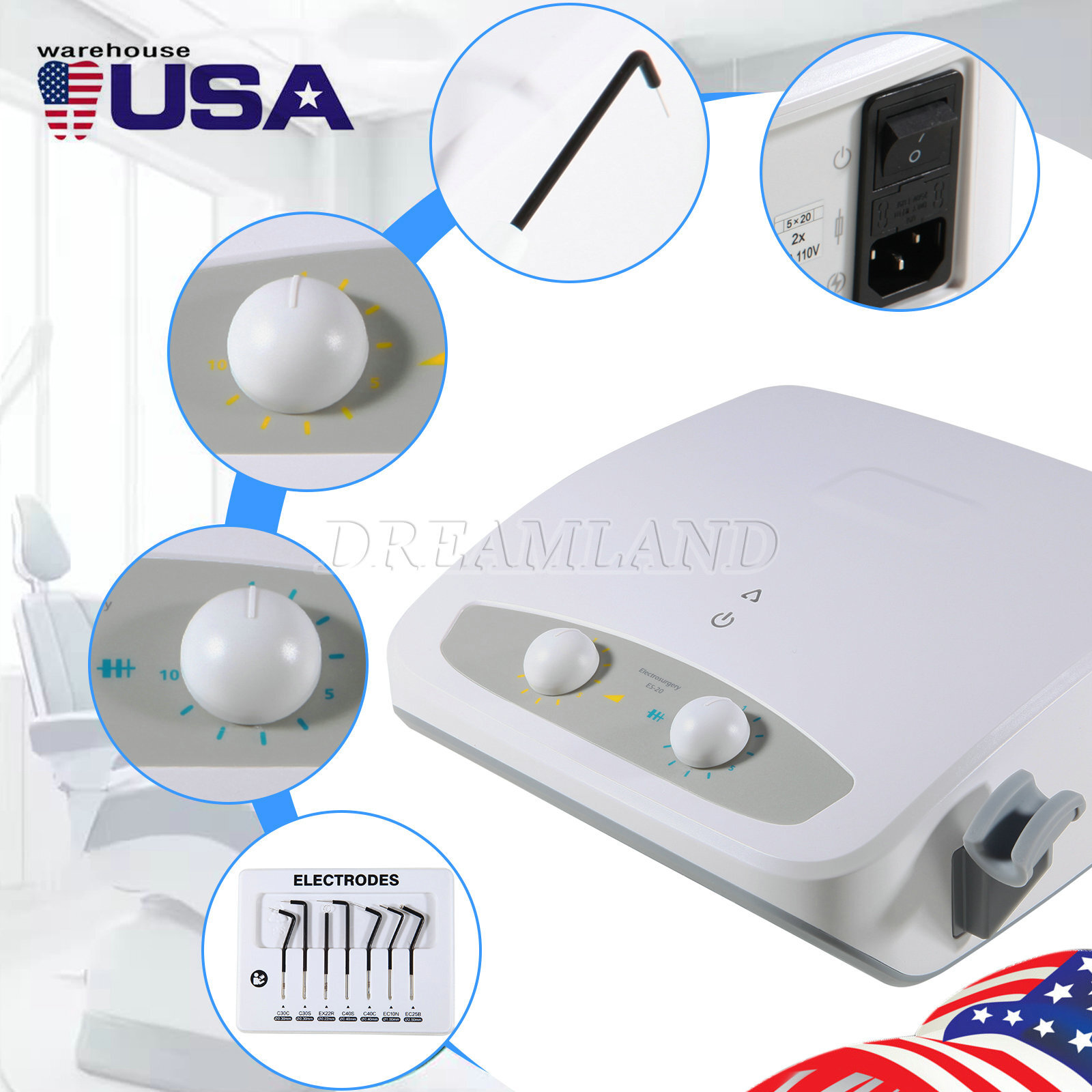Dental ELECTROSURGERY UNIT 110V WITH 7 ELECTRODES