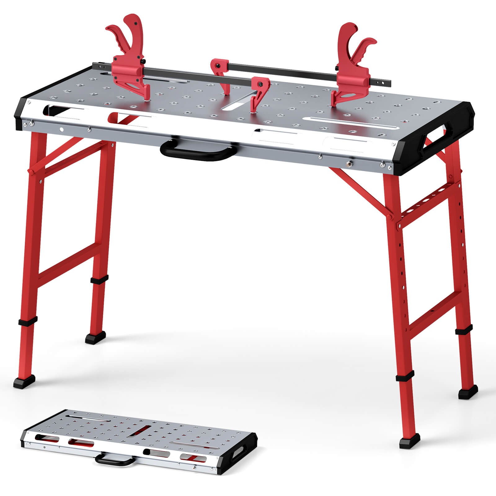 Welding Table 42" x 21" with Adjustable Height 2 Bar Clamps and Carrying Handle