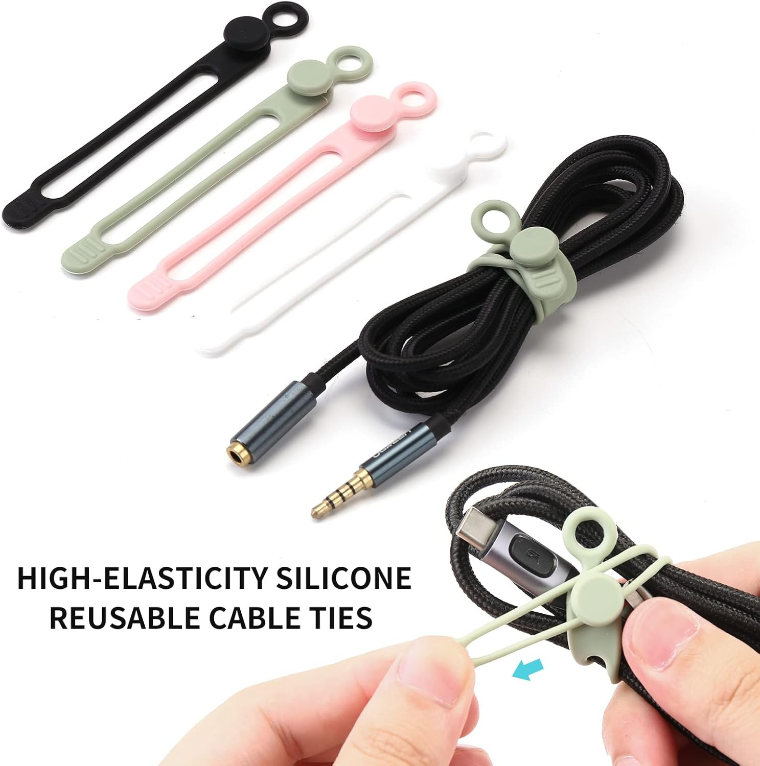 [20Park] Silicone Cable Ties,Reusable Cable Management Organizer, Multipurpose E