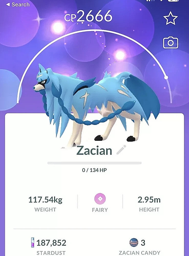Pokémon - Shiny Zacian - P T C - 80k stardust - Please see description - Digital