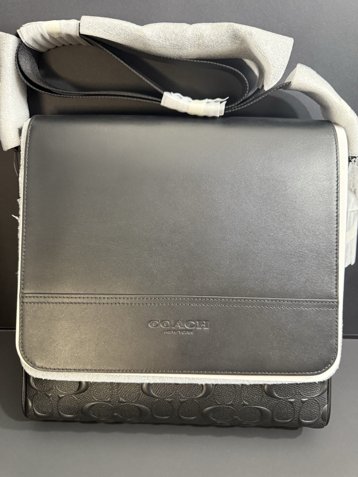 Men’s Coach Houston Map Bag In Signature Leather