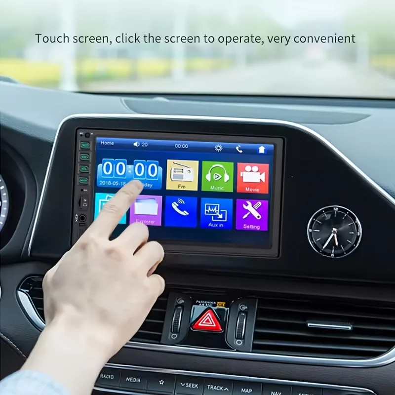 Double 2 Din 7'' Car Stereo Radio HD Touch Screen Carplay BT FM RDS Rear Camera；