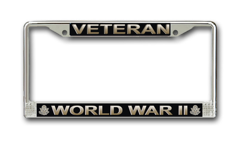 Army WWII Veteran License Plate Frame - American Made - Veteran Approved!