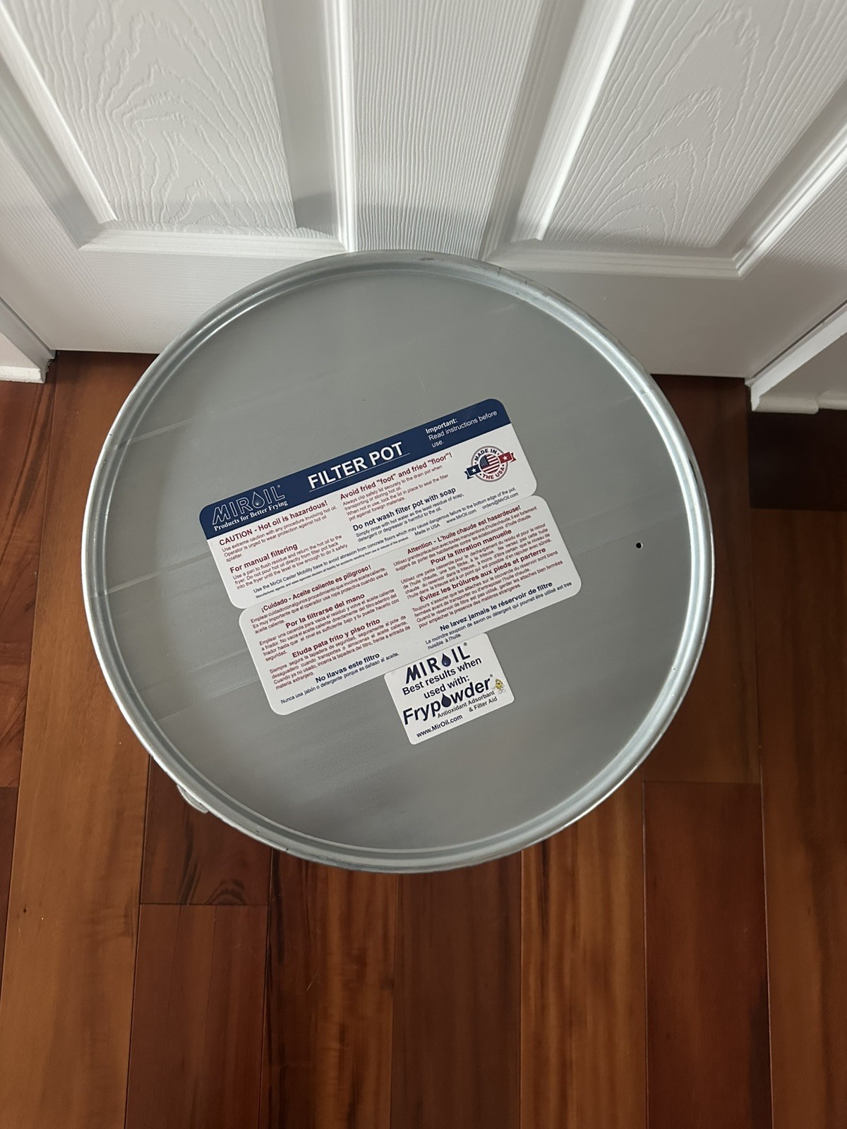 MirOil Model 60LC Drain Pot With Lid & Castor Base, Silver – 7 Gal