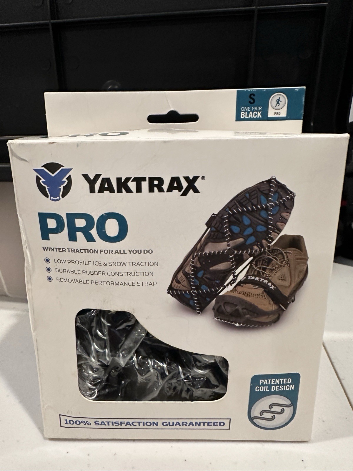 Yaktrax Pro Traction Coil Shoe Covers Black Sz Small Men’s 5-8.5 Women’s 6.5-10