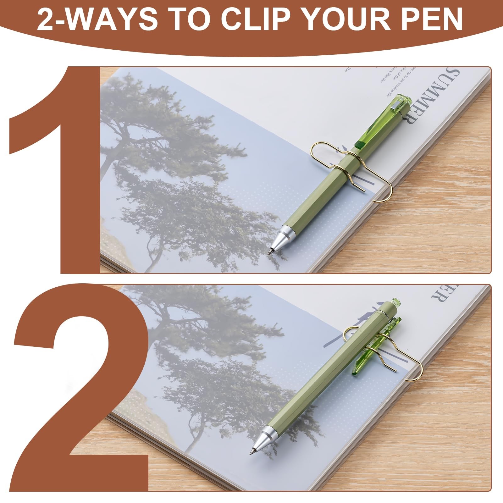 24 Pack Pen Holder for Notebook, Multi-Purpose Metal Paper Clip Pencil Holder...