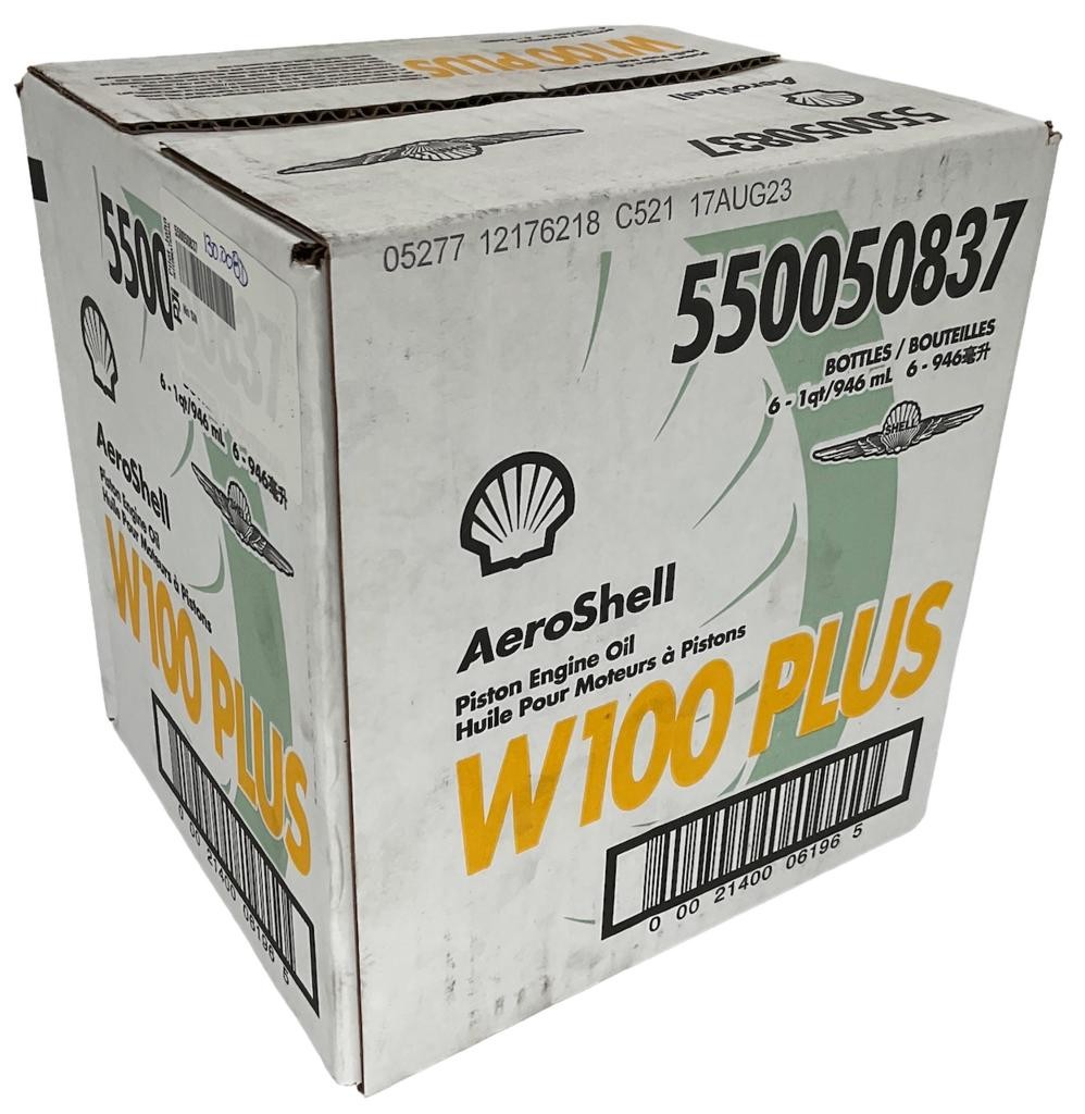 AeroShell W100 PLUS SAE Grade 50 Ashless Dispersant Aircraft Oil - 6 Quart/Case