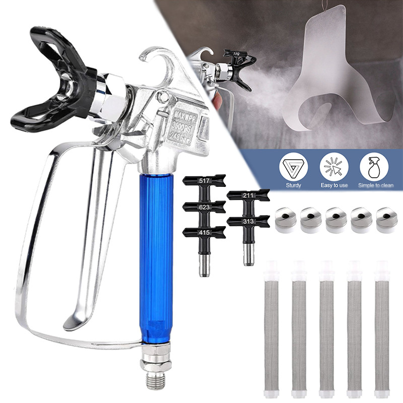 3600PSI Airless Paint Spray Gun with 517 Tip Nozzle Guard For Wagner Sprayers