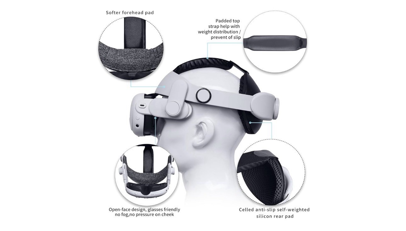 Globular Cluster CMA1 Head Strap for Apple Vision Pro, White/Black/Gray