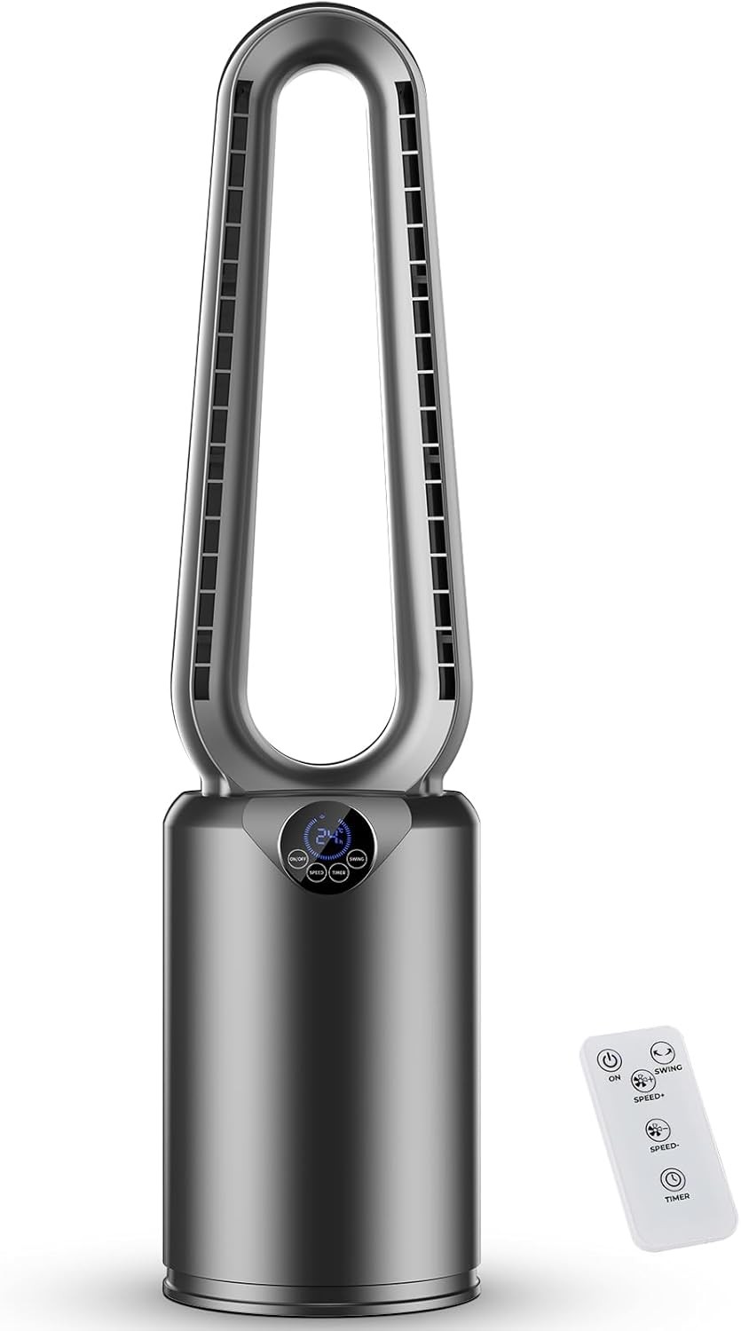 Bladel Tower Fan with Powerful Airflow, Ultra-Quiet DC Motor (22 dB), 8