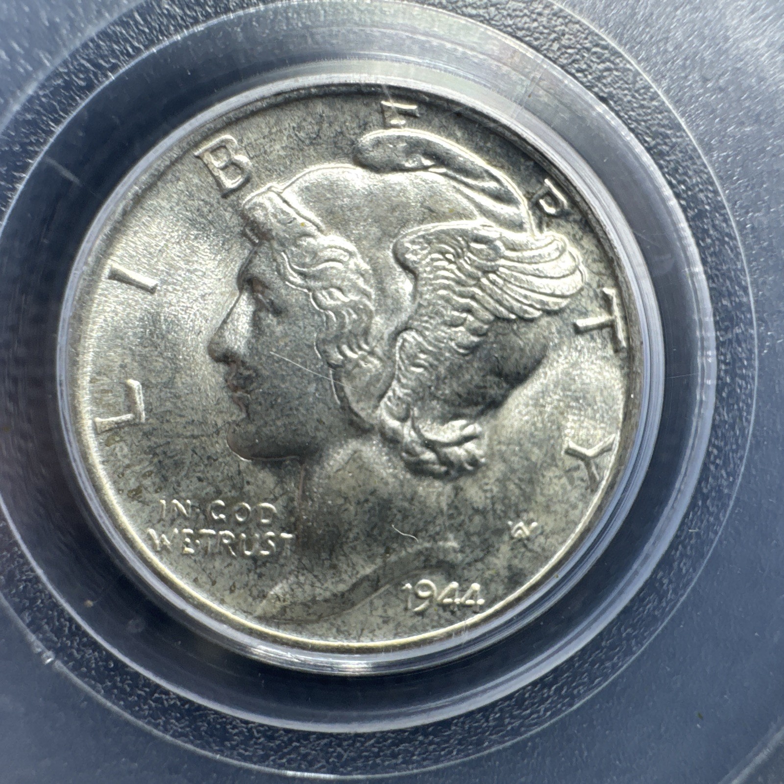 GEM++ BU 1944-D Mercury Dime PCGS MS67FB Full Split Bands! Pleasing Toning