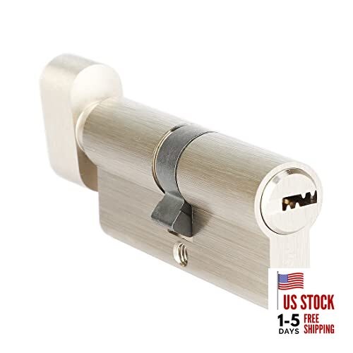 60mm(25/10/25) Solid Brass Euro Cylinder, with 5 60mm (25/10/25) Satin Nickle