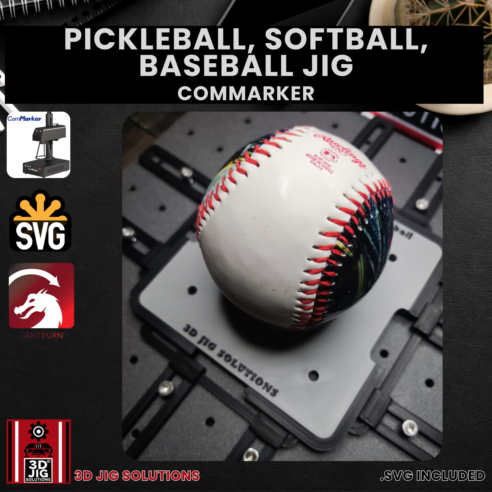 ComMarker Baseball Jig | Fiber Laser Engraving Template, Laser Jig, SVG