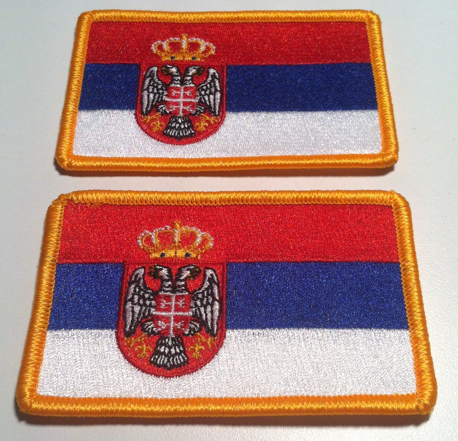 2 SERBIA Flag Military Patch W/ Hook & Loop Fastener Shoulder Tactical Emblem