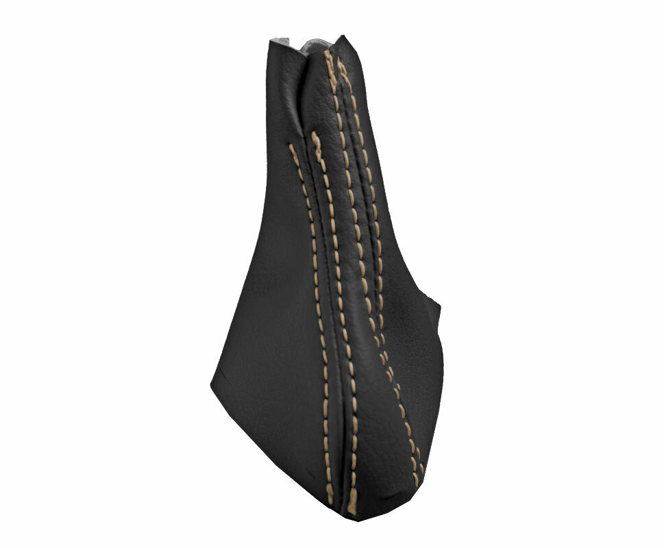 Automatic Shift Boot Cover Leather for Volvo XC90 2003-2014 Black Beige Stitch
