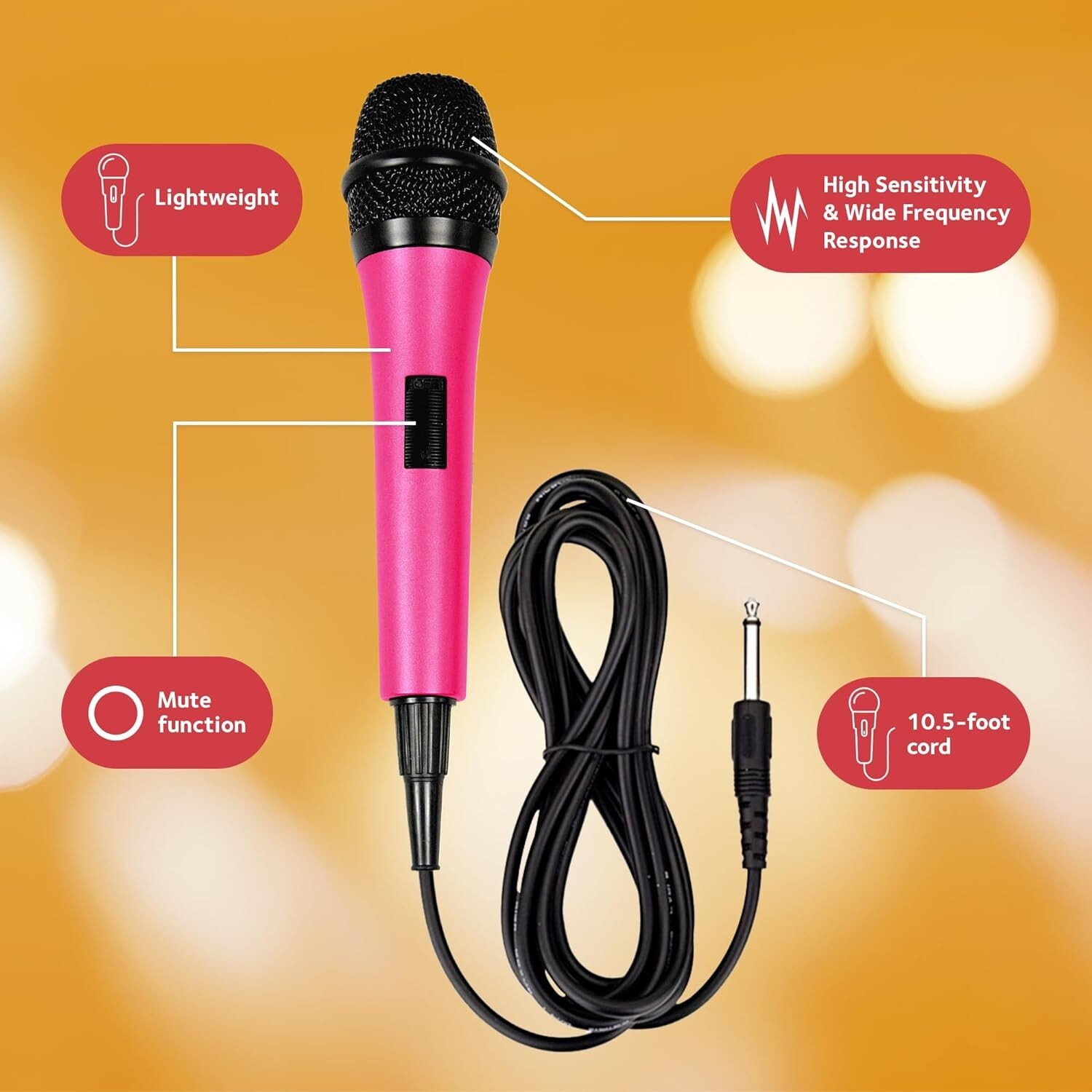 Uni-Directional Dynamic Microphone - Wide Frequency Response - Pink