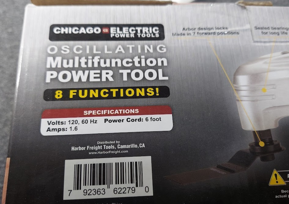 Chicago Electric Oscillating Multifunction Power Tool In Box