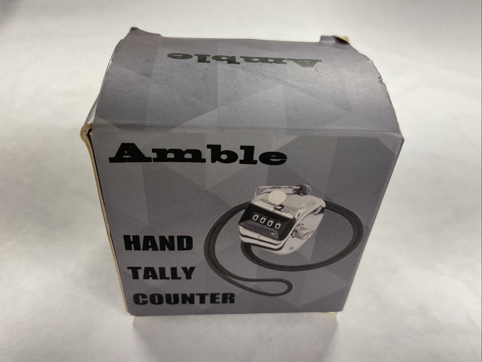 New Boxed AMBLE Hand Tally Counter with Lanyard 4 Digit Number METAL