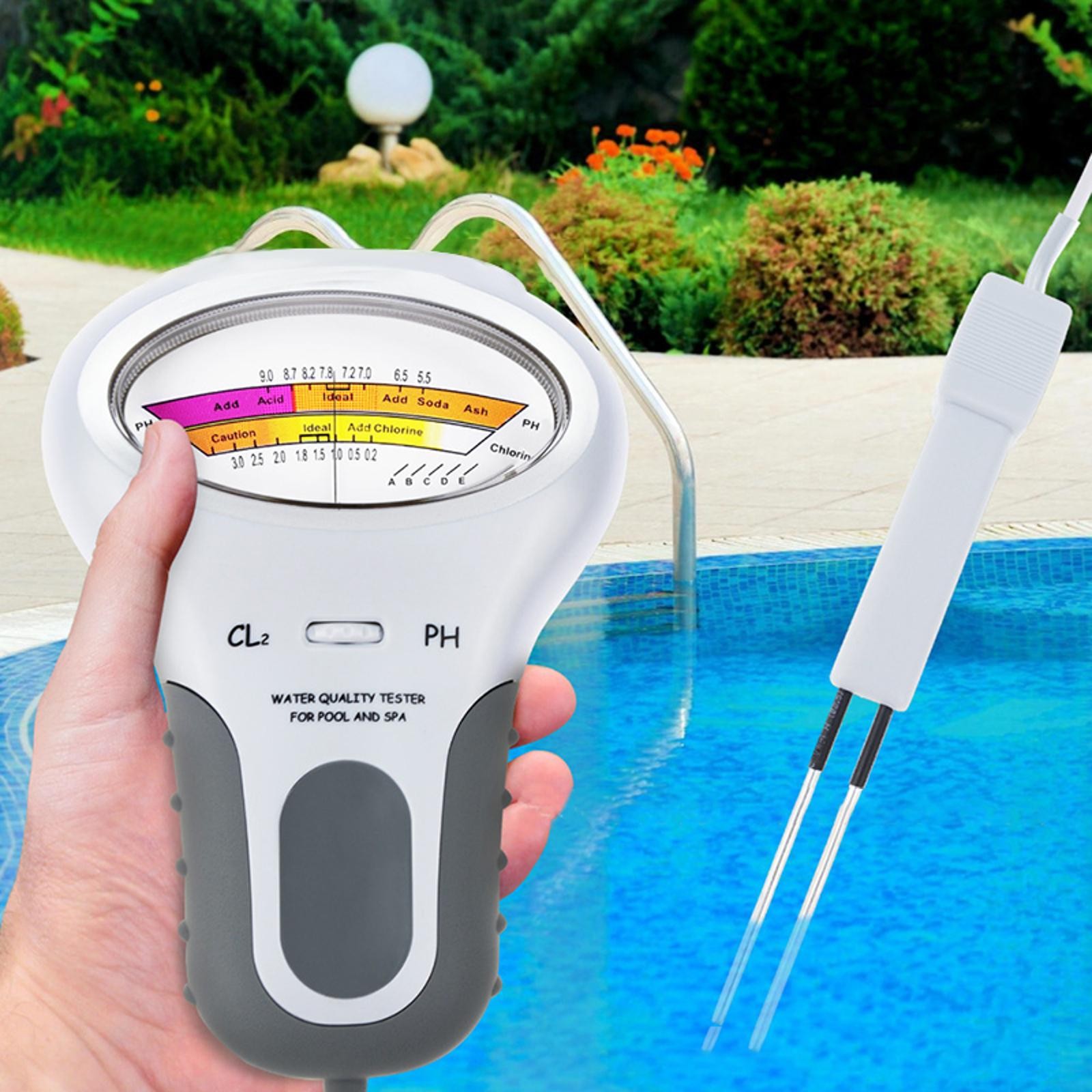 Swimming Pool Digital Water Quality Monitor PH/CL2 Chlorine Tester with Probe F