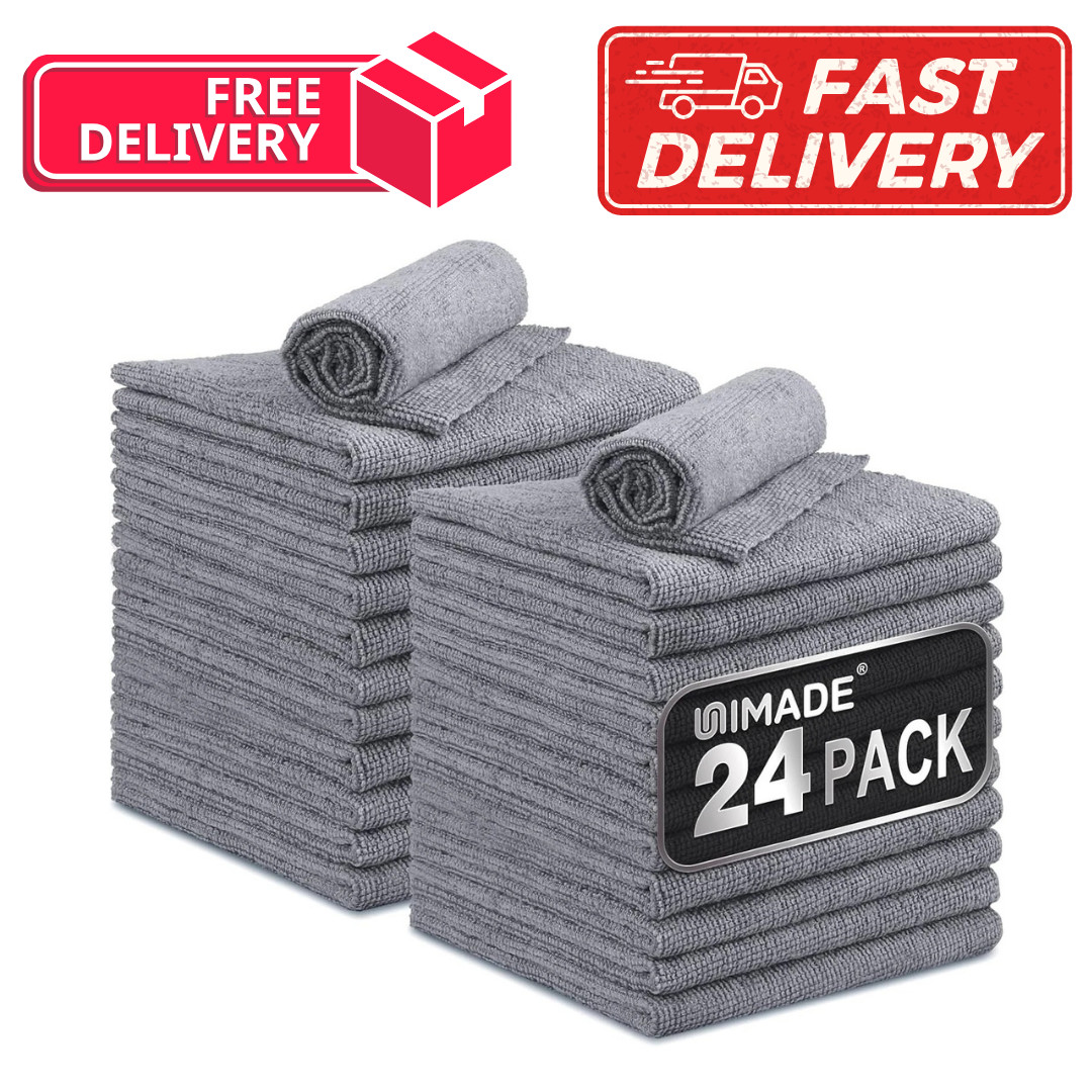 Microfiber Cleaning Cloth, 24 Pack Reusable Microfiber Towels for Cars Lint Free