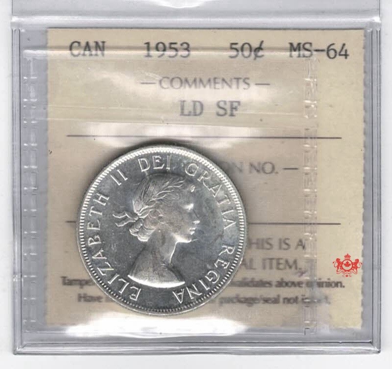 1953 Canada 50 Cents LD SF - ICCS MS64 - CO 778