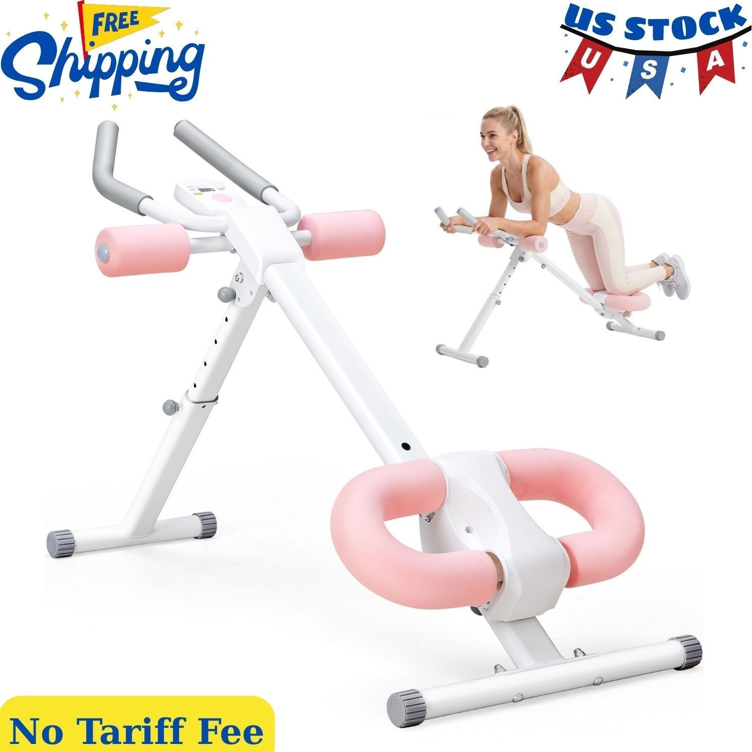 Ab Machine for Home Gym, Adjustable Ab Workout Equipment with LCD Display