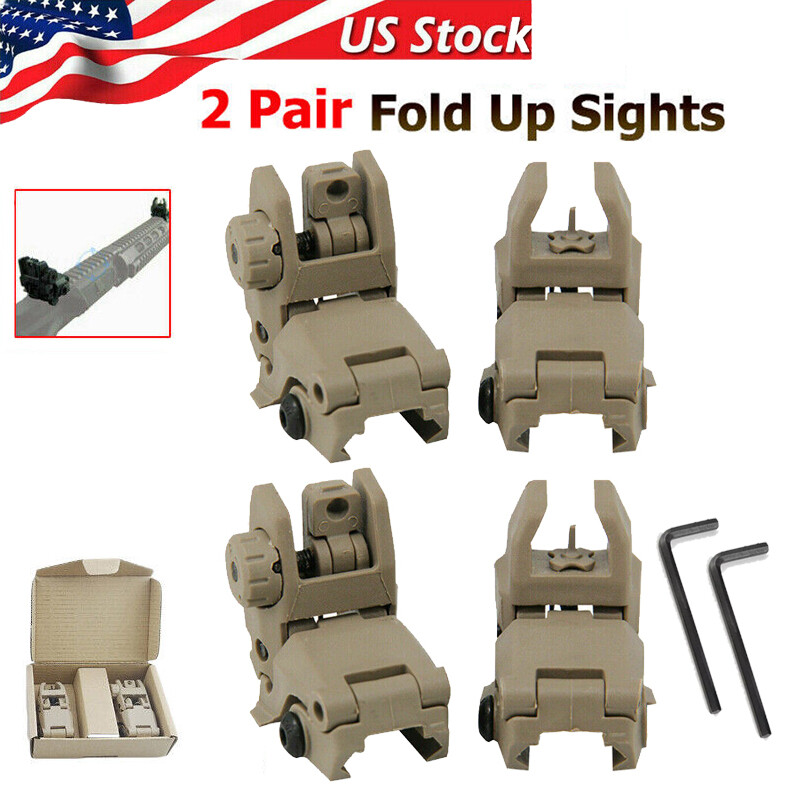 2 Pair Tactical Low Profile Flip-up Backup Sight Folding Sights Front & Rear Set