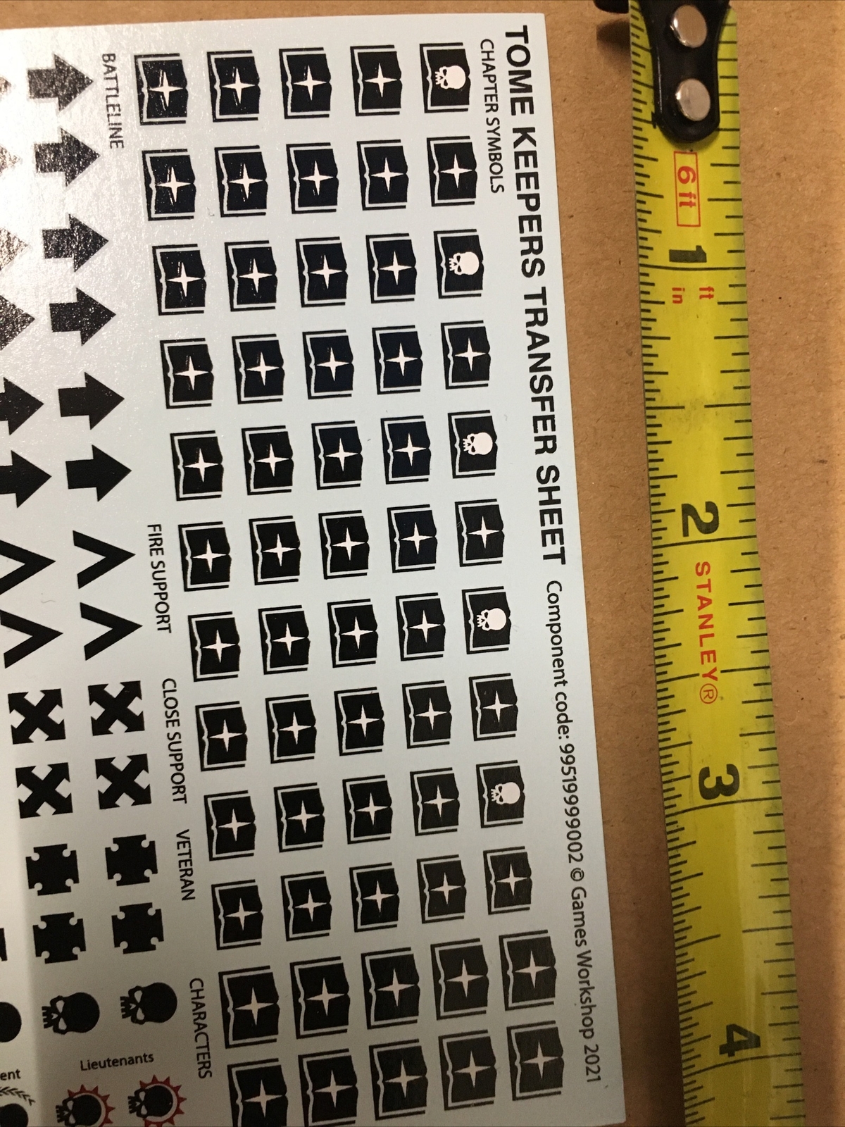 NEW Tome Keeper Chapter Transfer Sheet Decals Warhammer 40k Number White Dwarf