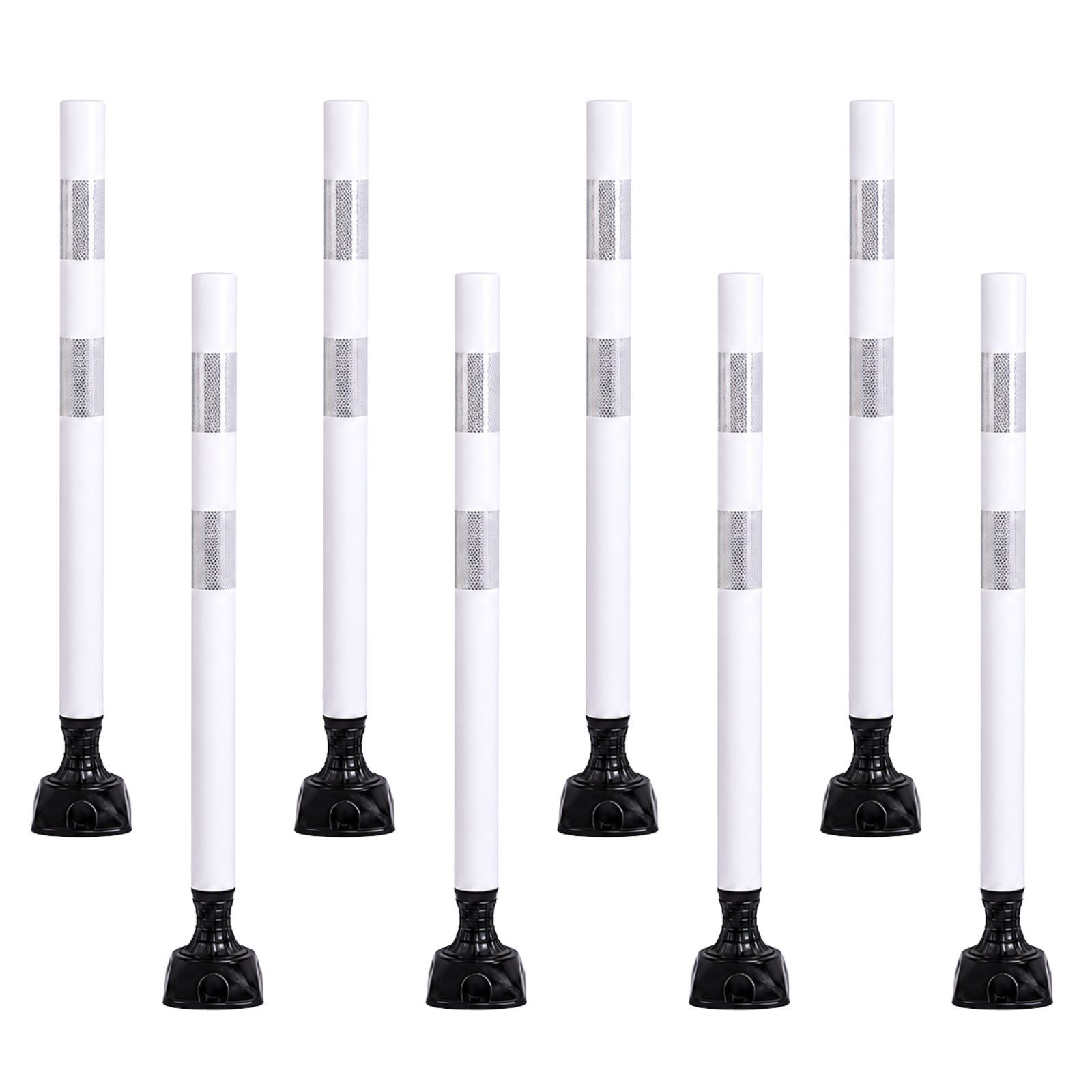 8Pack  36inch White Traffic Delineator Posts High Visibility Reflective Safety