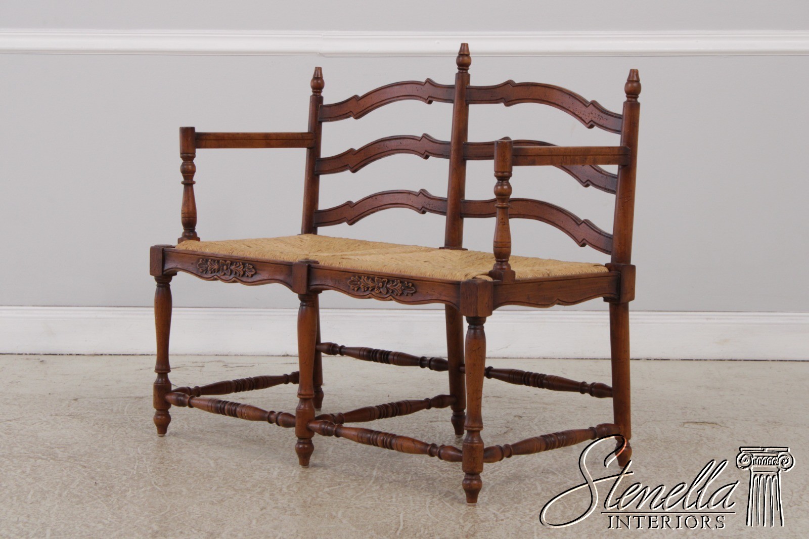 72704: Country French Rush Seat Bench