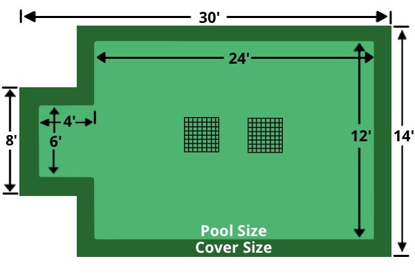 Meyco 12x24 + 4x6 Rectangle w/ Center Steps PermaGuard Solid Green Safety Cover