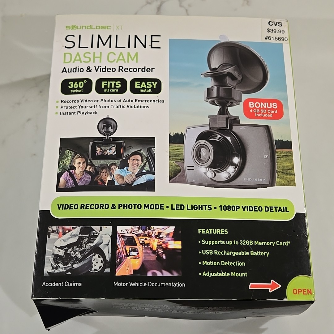 Slimline Dash Cam Audio and Video Recorder 360 Swivel, New by itek (Sealed Box)