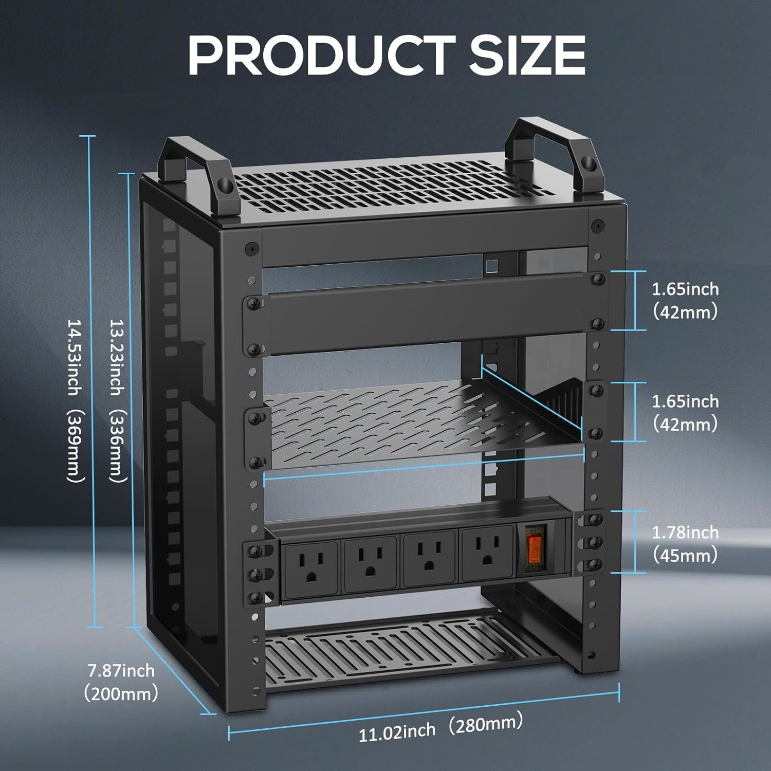 6U Mini Server Rack with PDU Power Outlets - 10" Depth for IT & AV Equipment