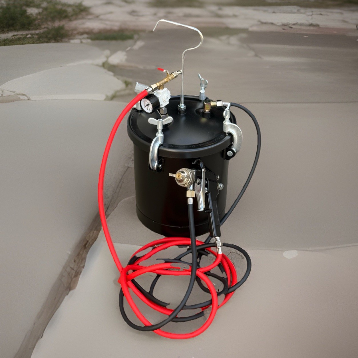 2-1/2 Gallon 10L Air Paint Pressure Pot Aluminum Tank Spray Gun Sprayer & Hoses