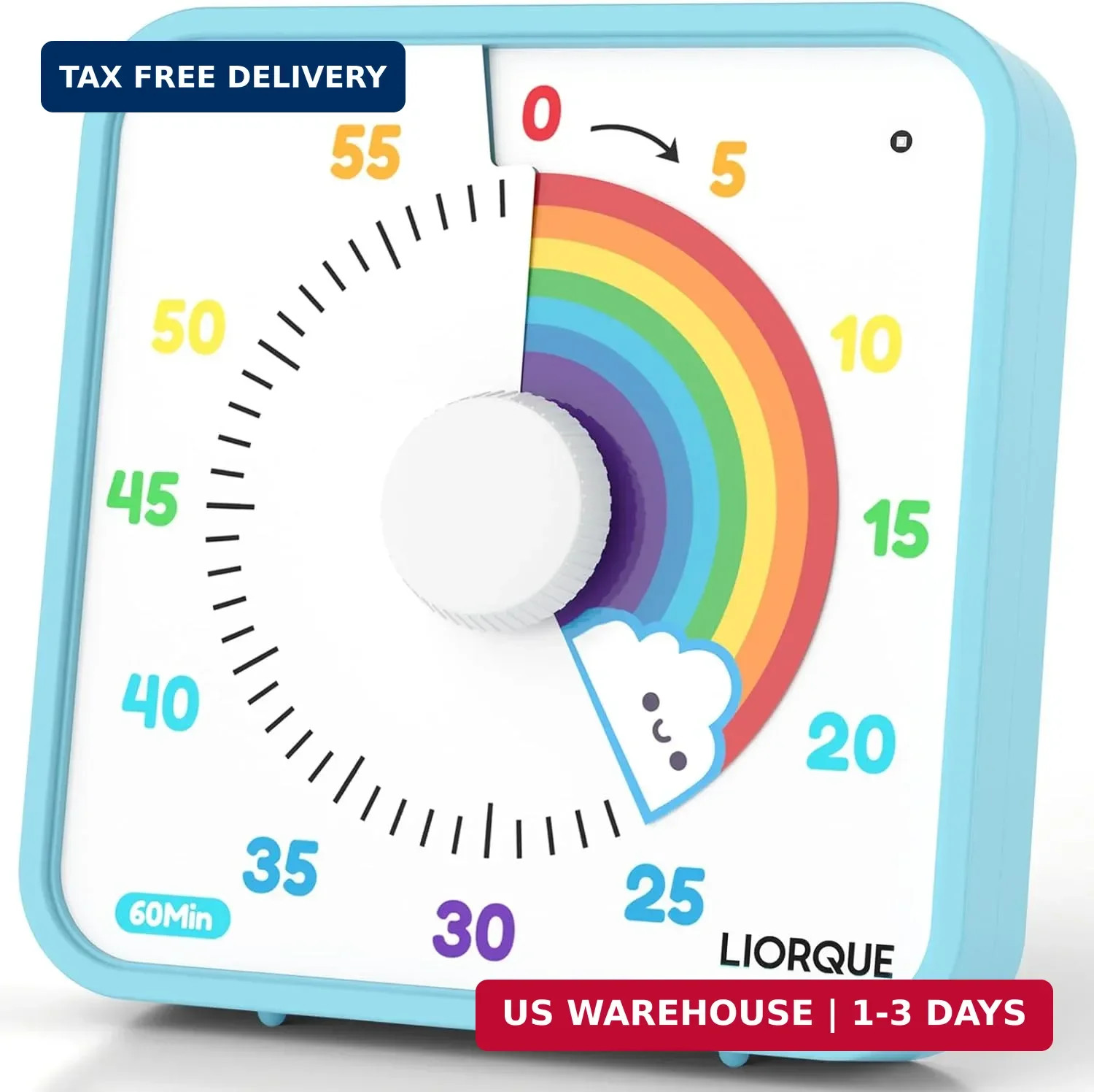 LIORQUE 7.5-Inch Large Visual Timer, 60-Minute Classroom Timer Magnetic | Non-Ti
