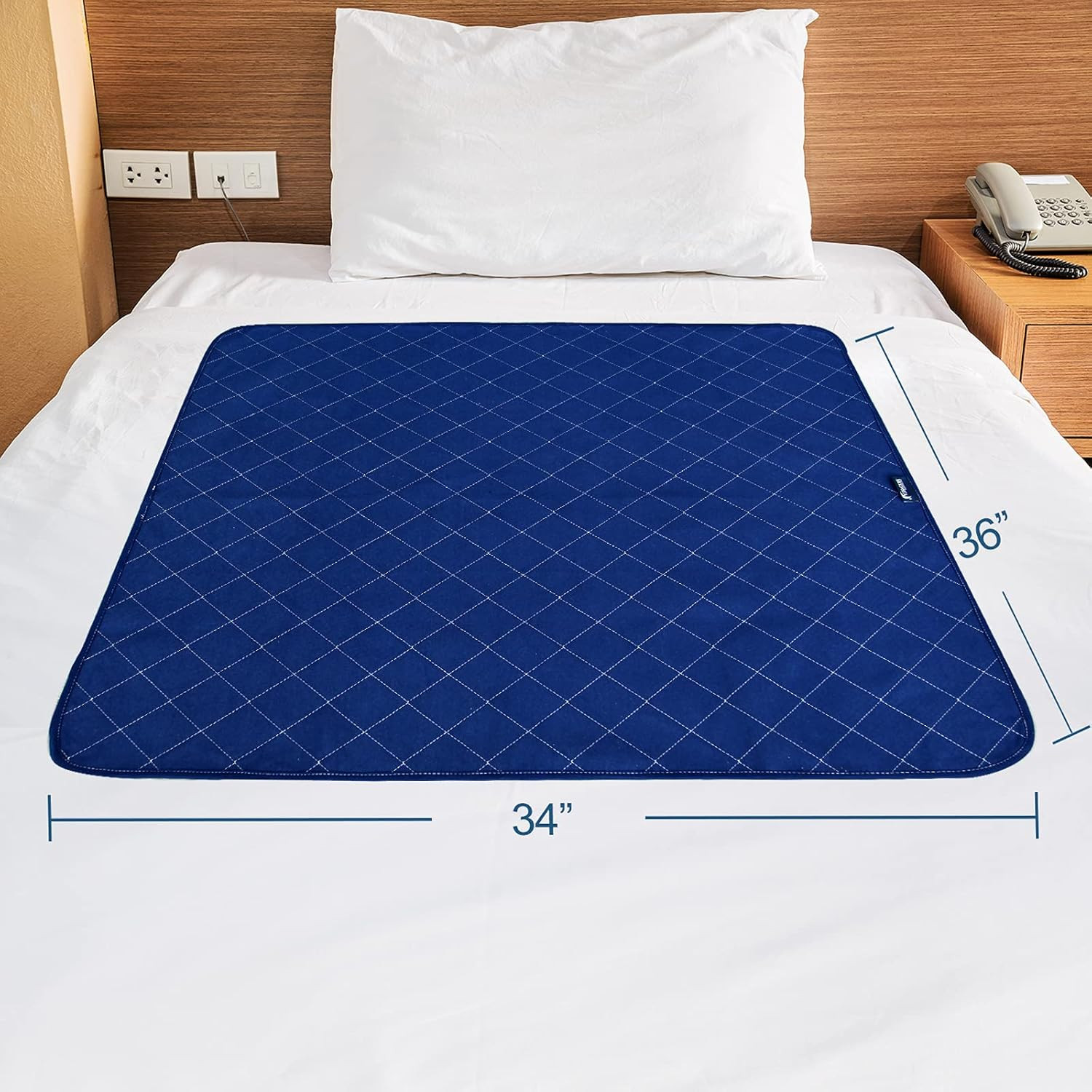 Waterproof Bed Pads 2 Pack Large 34x36 Inch Reusable Absorbent Pee Pads Navy