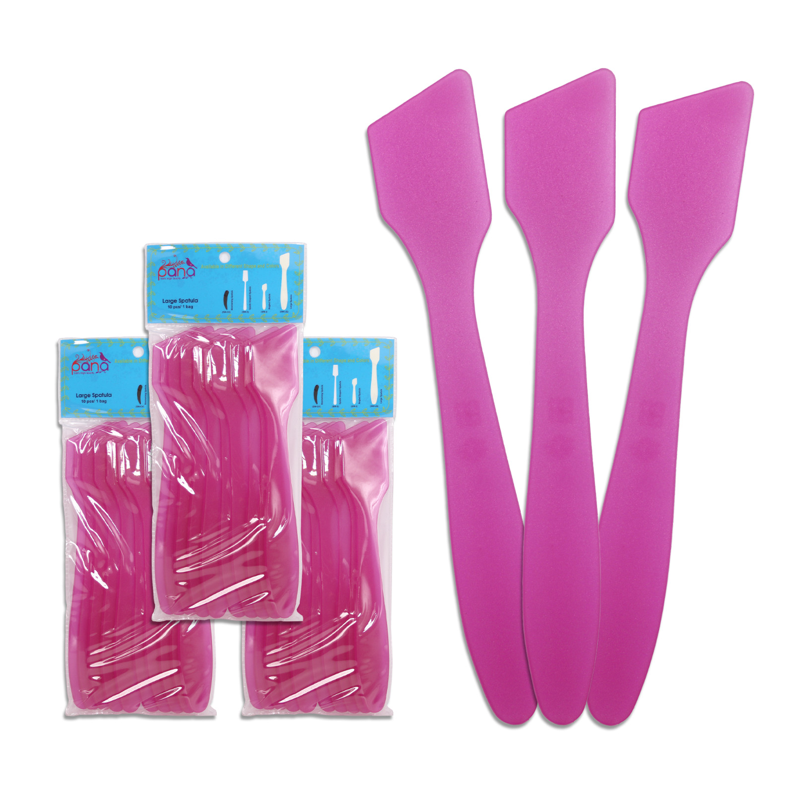 3pk Pana High Quality LARGE Angled Plastic Makeup Cosmetic Spatula Scoop - Pink