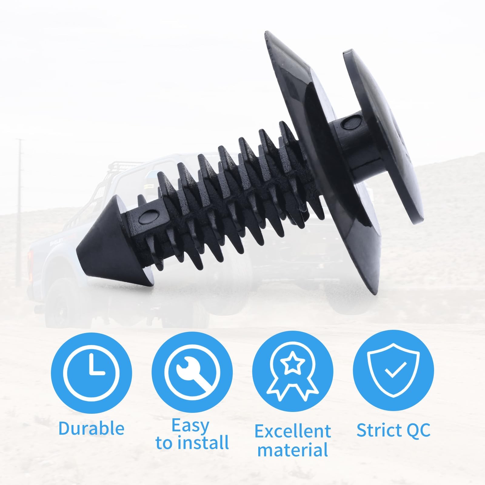 WHALETAIL 30PCS Door Trim Panel Retainers Rivet Fastener One Size, Black