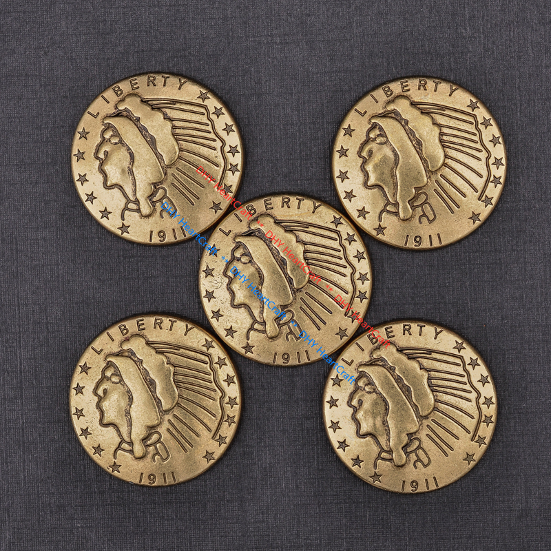 10X WESTERN ANTIQUE INDIAN HEAD AMERICAN LIBERTY COIN CONCHO 1-1/8" screw back
