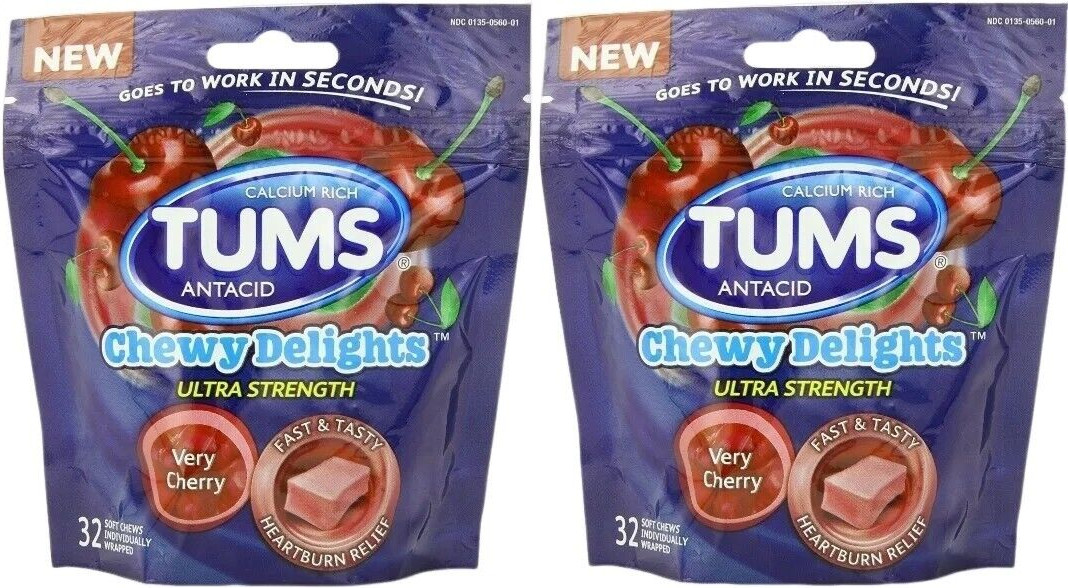 Tums Antacid Chewy Delights VERY CHERRY 32 Soft Chews ( 2 pack )  __