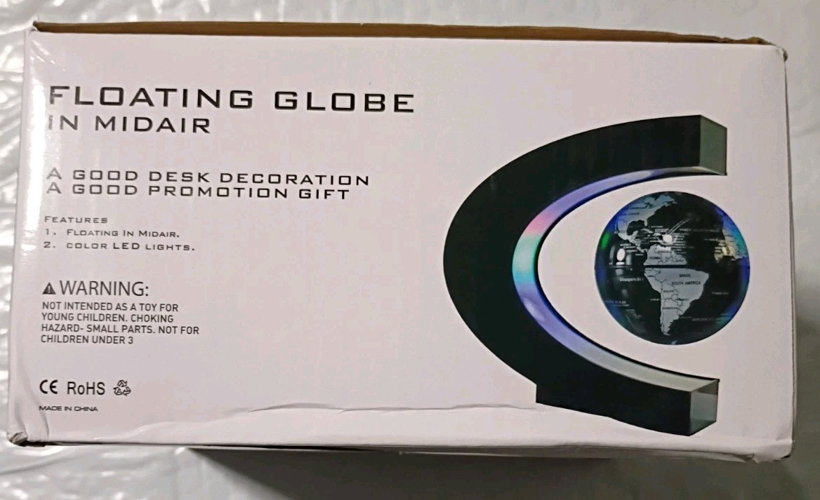 Globe Levitating Rotating Illuminated Black/White Tabletop LED Decorative Globe