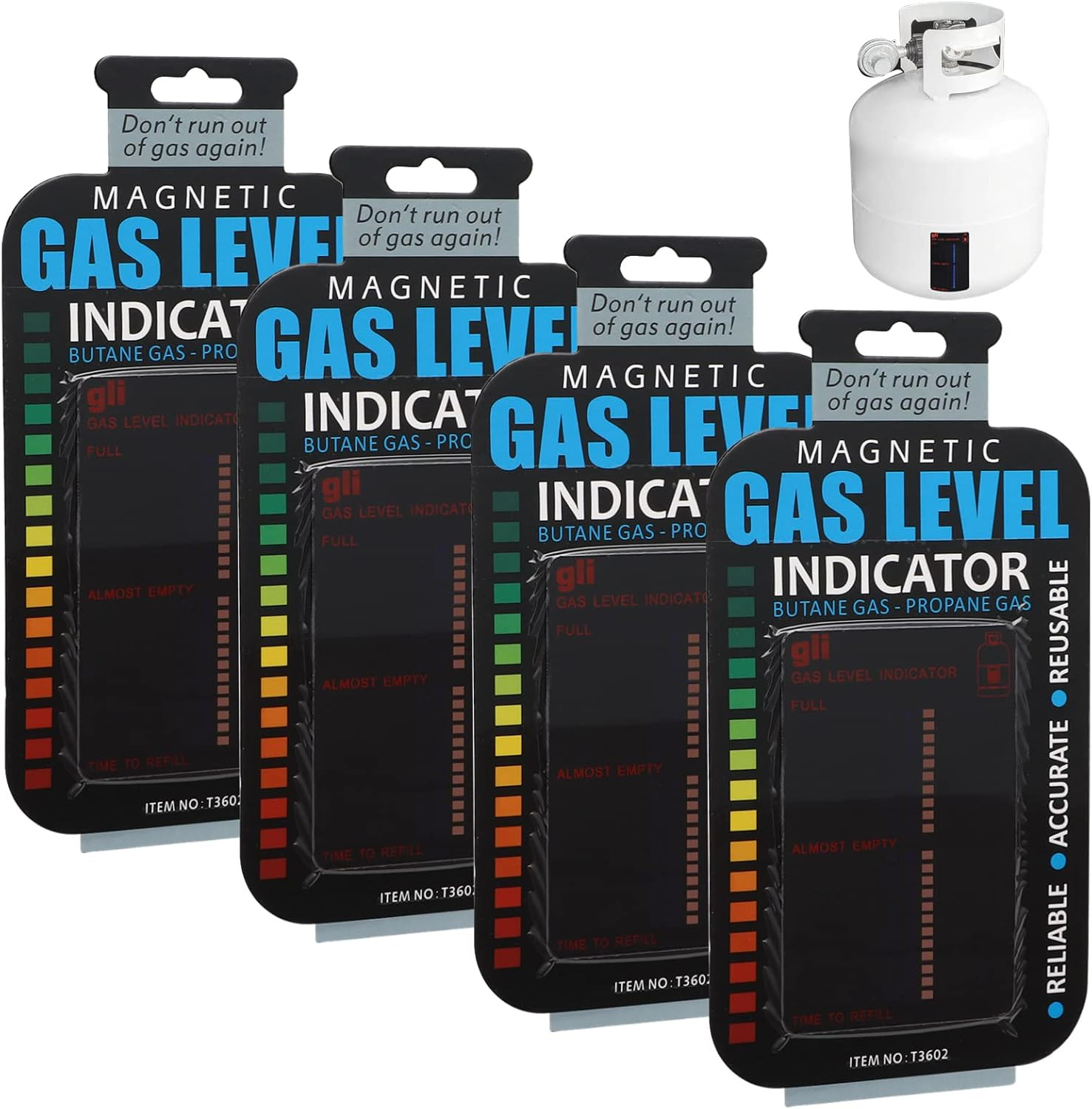 4 PCS Magnetic Gas Level Indicator - Reusable Propane Tank Gauge for Home Kitche