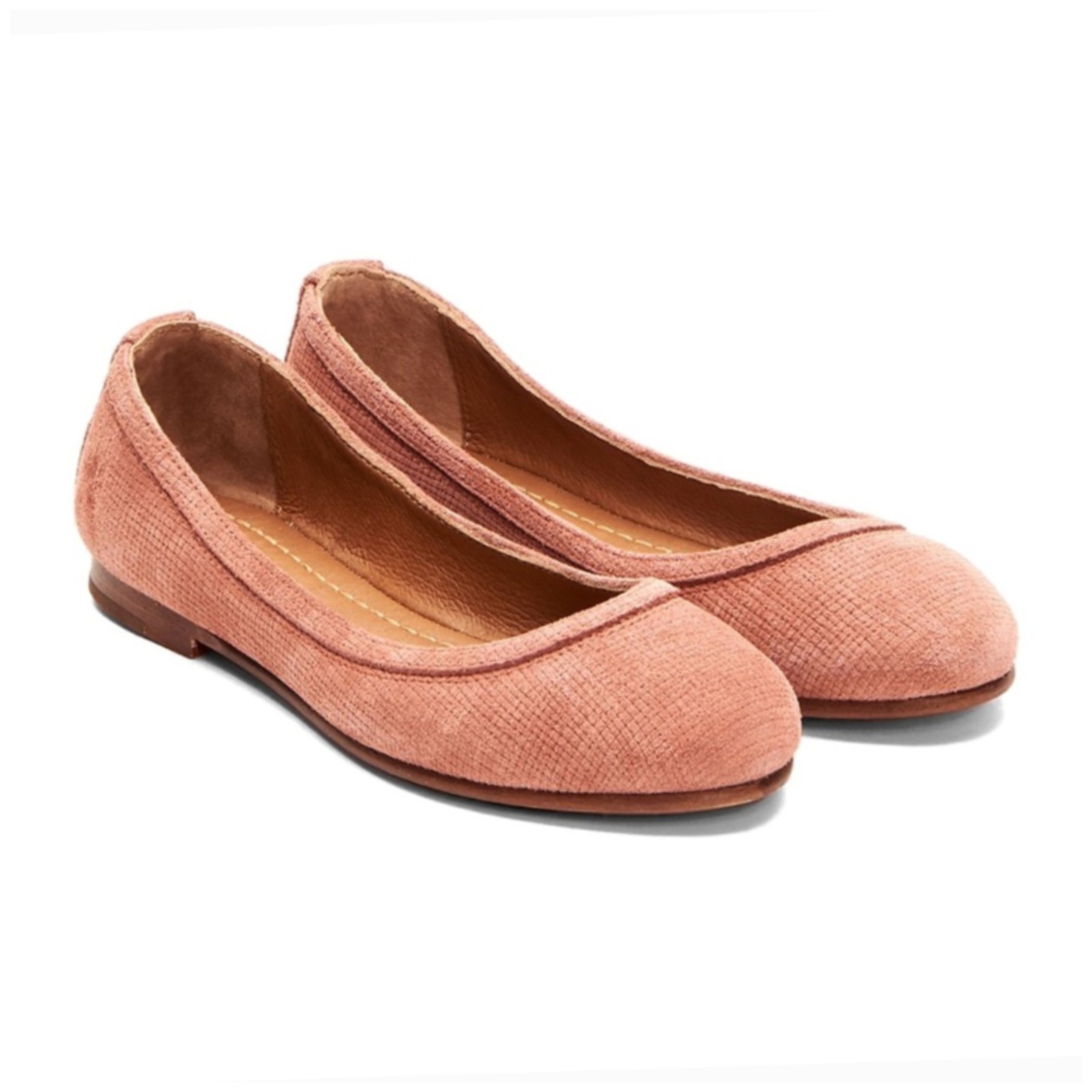 Frye Womens Carson Round Toe Ballet Flats Rosewood Suede Size 8.5 NEW