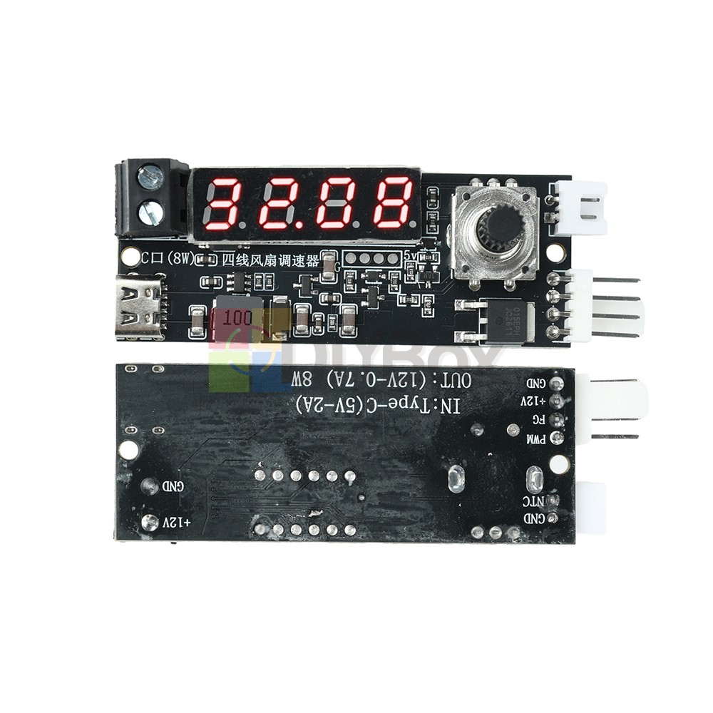 5V 12V 5A 4-Wire PWM Fan Speed Control Module Smart Temperature Control +Display