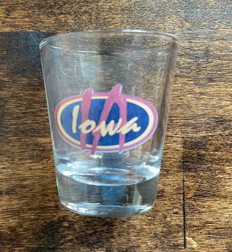 Vintage Iowa Shot Glass Farm Retro IA Hawkeye State