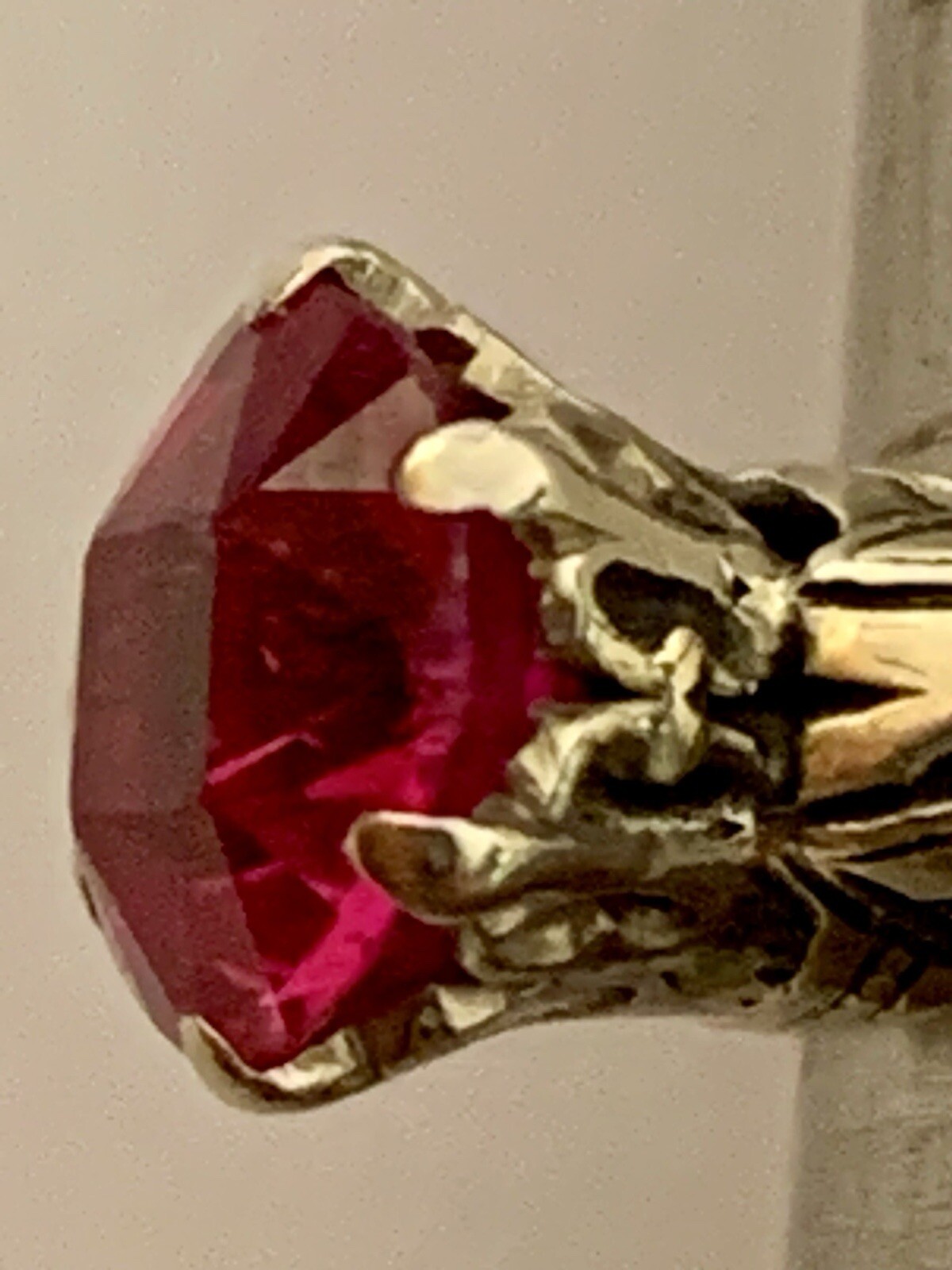 Ruby Ring, Solid 14k Yellow Gold Estate, Vintage, Antique, .90 ctw, Lab Created