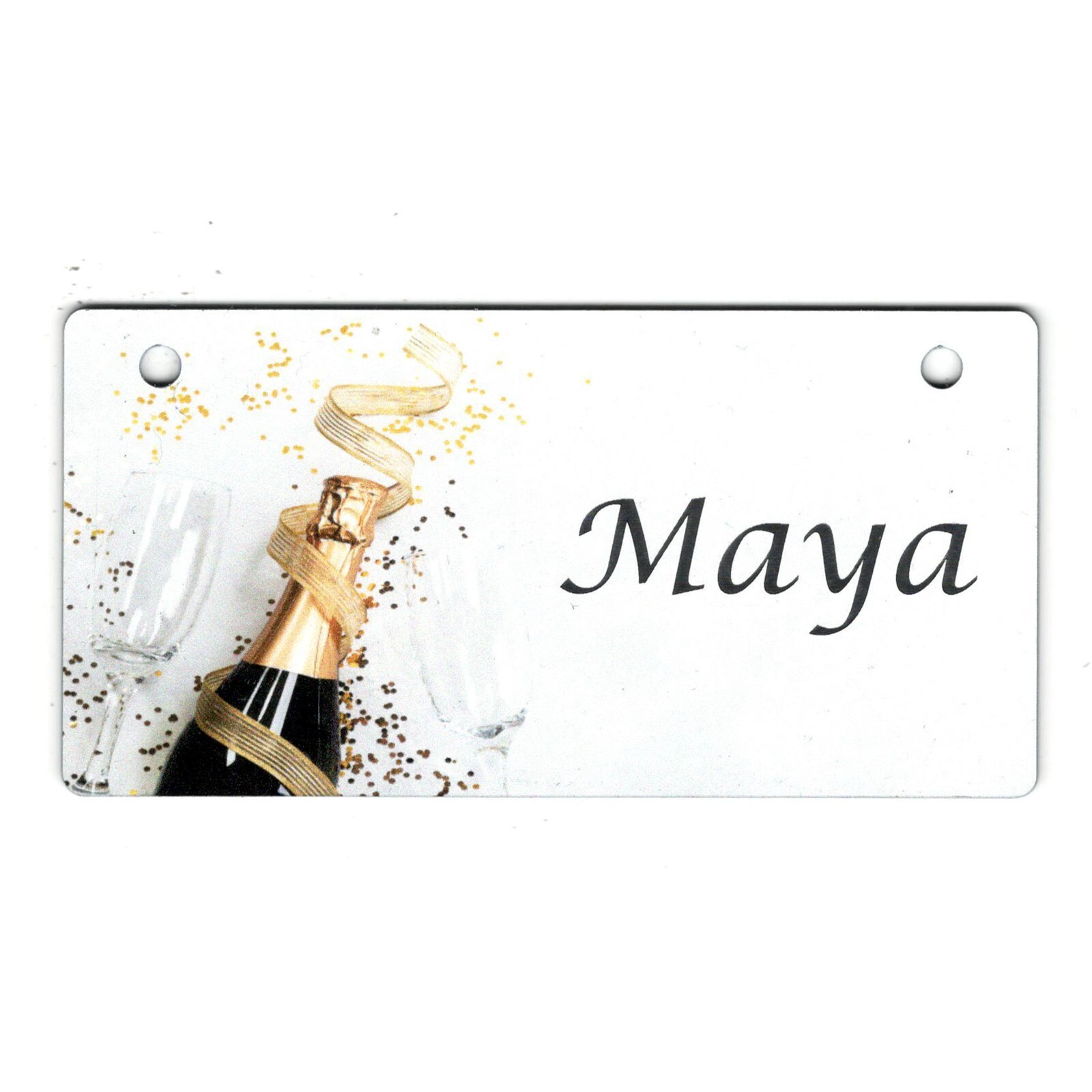 Champagne Bottle Design Personalized 5" x 2.5" Dog Crate Tag