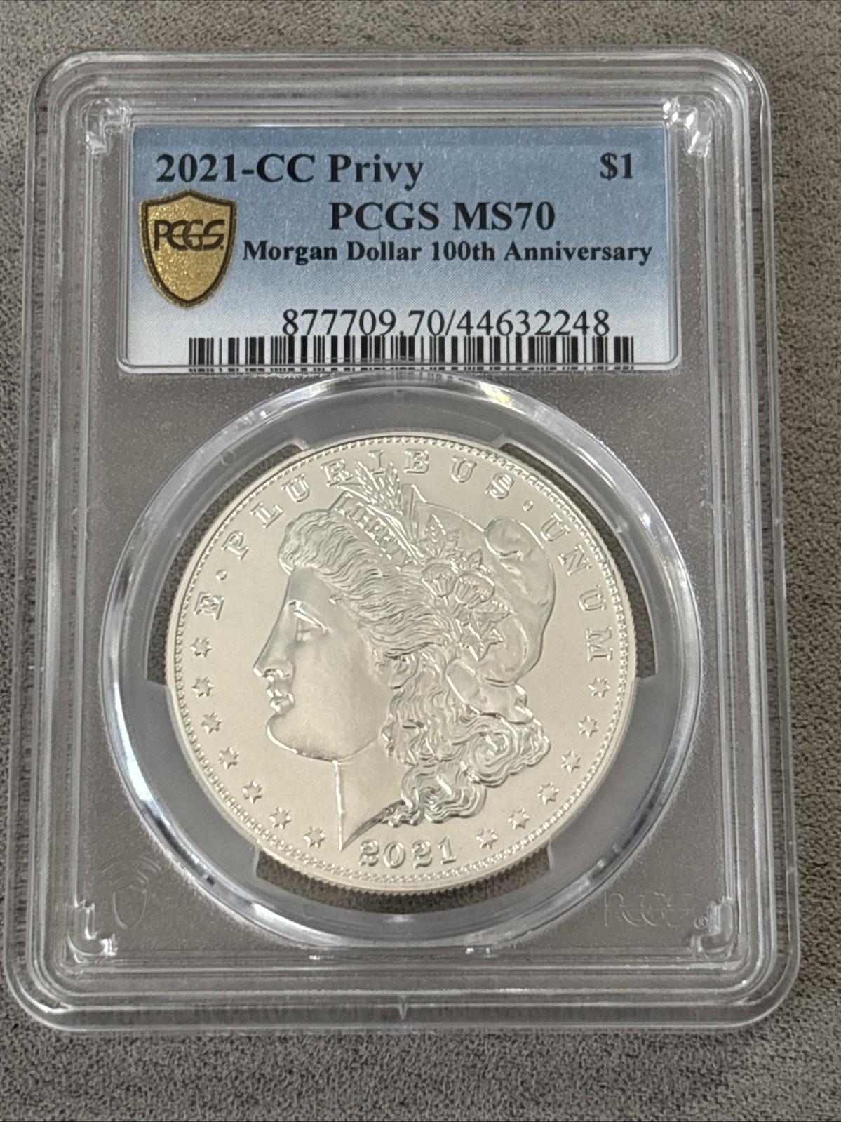 2021-CC Privy Morgan Silver Dollar 100th Anniversary PCGS MS 70 Gold Shield